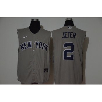 Men's New York Yankees #2 Derek Jeter Grey 2020 Cool and Refreshing Sleeveless Fan Stitched MLB Nike Jersey