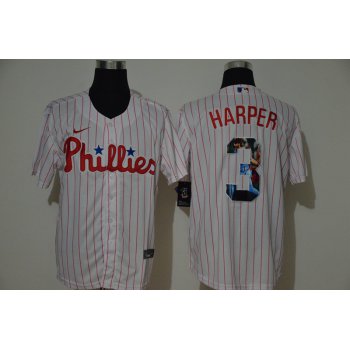 Men's Philadelphia Phillies #3 Bryce Harper White Unforgettable Moment Stitched Fashion MLB Cool Base Nike Jersey