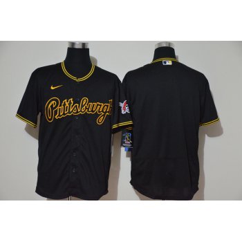 Men's Pittsburgh Pirates Blank Black Pullover Throwback Stitched MLB Flex Base Nike Jersey