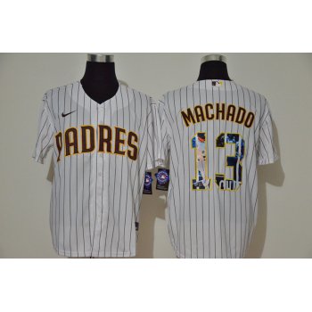 Men's San Diego Padres #13 Manny Machado White Unforgettable Moment Stitched Fashion MLB Cool Base Nike Jersey