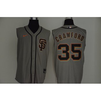 Men's San Francisco Giants #35 Brandon Crawford Gray 2020 Cool and Refreshing Sleeveless Fan Stitched MLB Nike Jersey