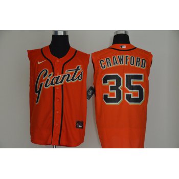 Men's San Francisco Giants #35 Brandon Crawford Orange 2020 Cool and Refreshing Sleeveless Fan Stitched MLB Nike Jersey