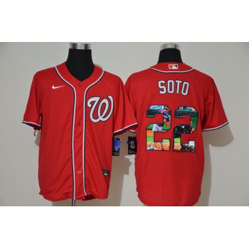 Men's Washington Nationals #22 Juan Soto Red Unforgettable Moment Stitched Fashion MLB Cool Base Nike Jersey