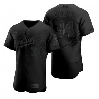 Men's Washington Nationals #34 Bryce Harper Black Nike Flexbase Fashion Jersey