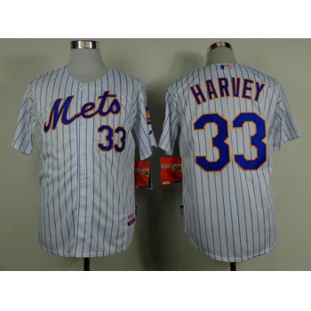 New York Mets #33 Matt Harvey White Pinstripe Jersey