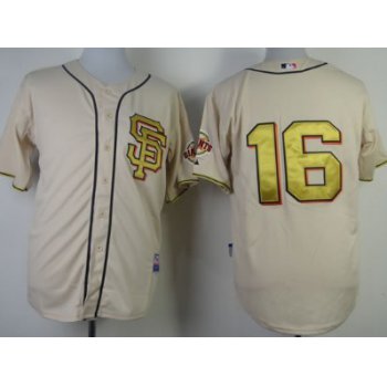 San Francisco Giants #16 Angel Pagan Cream With Gold SF Edition Jersey