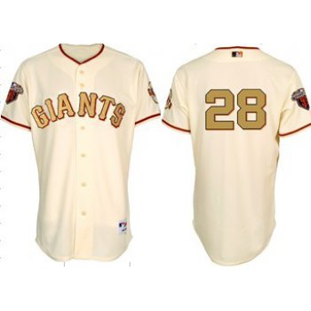 San Francisco Giants #28 Buster Posey Cream With Gold Jersey