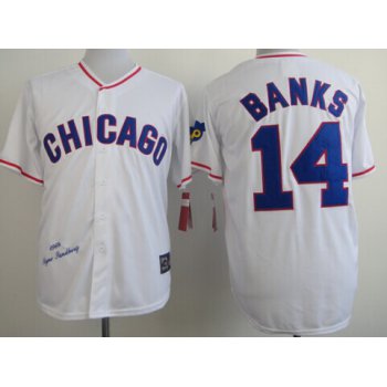 Chicago Cubs #14 Ernie Banks 1988 White Throwback Jersey