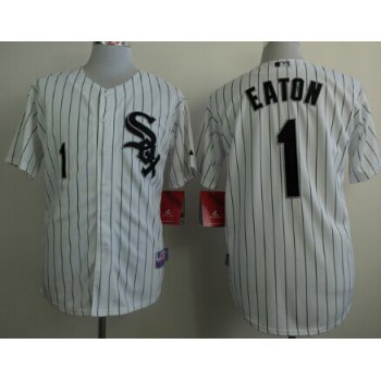 Chicago White Sox #1 Adam Eaton White With Black Pinstripe Jersey