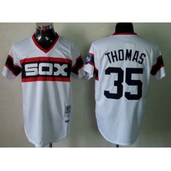 Chicago White Sox #35 Frank Thomas 1983 White Pullover Throwback Jersey