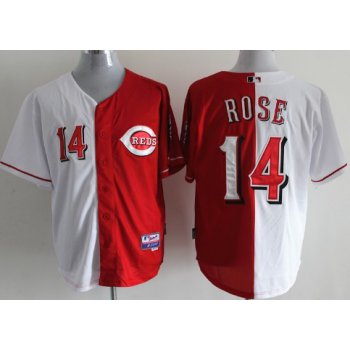 Cincinnati Reds #14 Pete Rose White/Red Two Tone Jersey