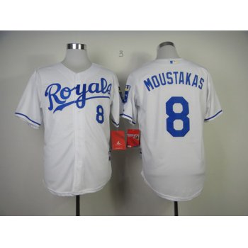 Kansas City Royals #8 Mike Moustakas White Jersey