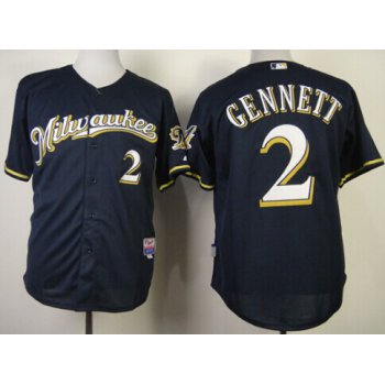 Milwaukee Brewers #2 Scooter Gennett 2014 Navy Blue Jersey