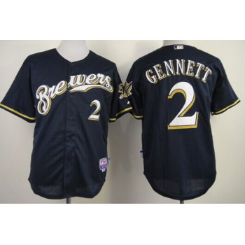 Milwaukee Brewers #2 Scooter Gennett Navy Blue Jersey