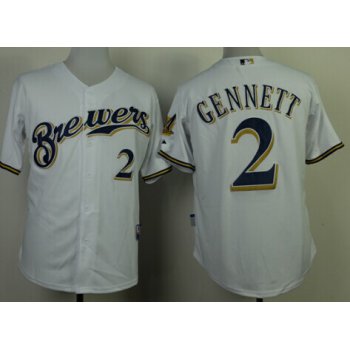 Milwaukee Brewers #2 Scooter Gennett White Jersey