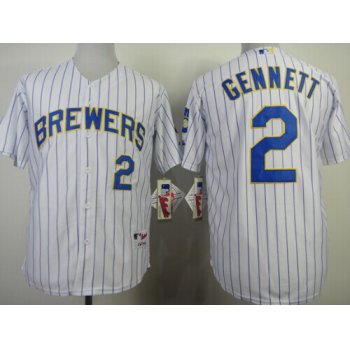 Milwaukee Brewers #2 Scooter Gennett White Pinstripe Jersey