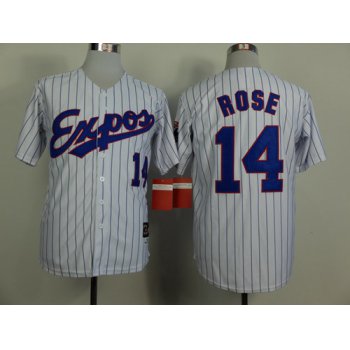 Montreal Expos #14 Pete Rose 1982 White Pinstripe Throwback Jersey