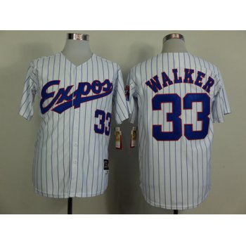 Montreal Expos #33 Larry Walker 1982 White Pinstripe Throwback Jersey