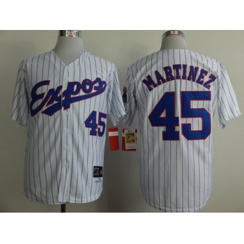 Montreal Expos #45 Pedro Martinez 1982 White Pinstripe Throwback Jersey