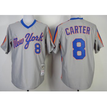 New York Mets #8 Gary Carter 1987 Gray Throwback Jersey