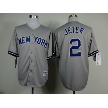 New York Yankees #2 Derek Jeter Name Gray Jersey