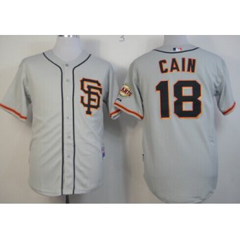 San Francisco Giants #18 Matt Cain Gray SF Edition Jersey