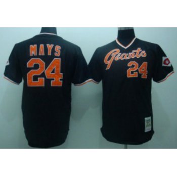 San Francisco Giants #24 Willie Mays Black Throwback Jersey