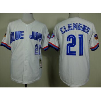 Toronto Blue Jays #21 Roger Clemens 1997 White Throwback Jersey