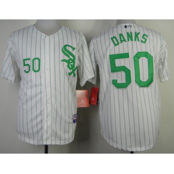 Chicago White Sox #50 John Danks White With Green Pinstripe Jersey