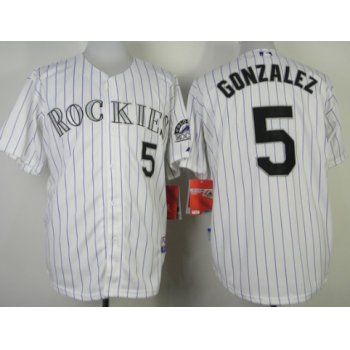 Colorado Rockies #5 Carlos Gonzalez White Jersey