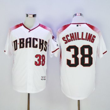 Men's Arizona Diamondbacks #38 Curt Schilling Retired Home White Brick 2016 Flexbase Majestic Baseball Jersey