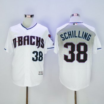 Men's Arizona Diamondbacks #38 Curt Schilling Retired White Capri 2016 Flexbase Majestic Baseball Jersey