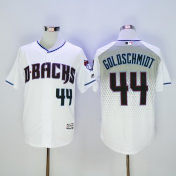 Men's Arizona Diamondbacks #44 Paul Goldschmidt White Capri 2016 Flexbase Majestic Baseball Jersey