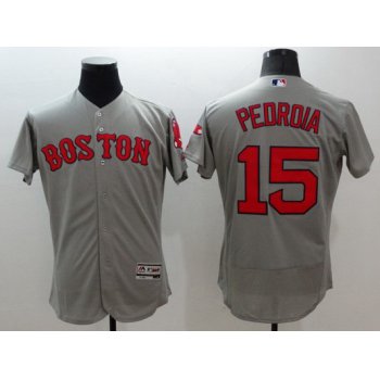 Men's Boston Red Sox #15 Dustin Pedroia Gray Flexbase 2016 MLB Player JerseyJersey