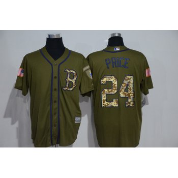 Men's Boston Red Sox #24 David Price Green Salute to Service Majestic Baseball Jersey