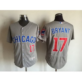 Men's Chicago Cubs #17 Kris Bryant Gray Road 2016 Flexbase Majestic Baseball Jersey