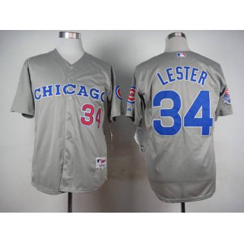 Men's Chicago Cubs #34 Jon Lester 1990 Turn Back The Clock Gray Jersey With 1990 All-Star Patch