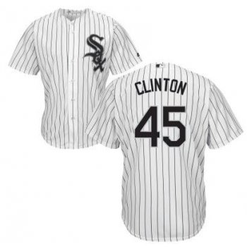 Men's Chicago White Sox #45 Presidential Candidate Hillary Clinton White Jersey