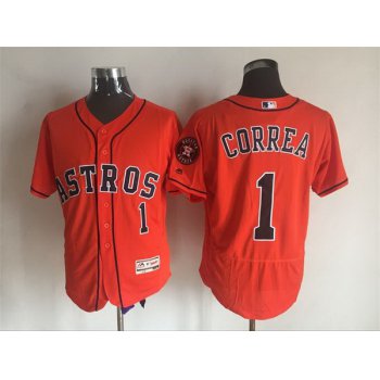 Men's Houston Astros #1 Carlos Correa Orange 2016 Flexbase Majestic Baseball Jersey