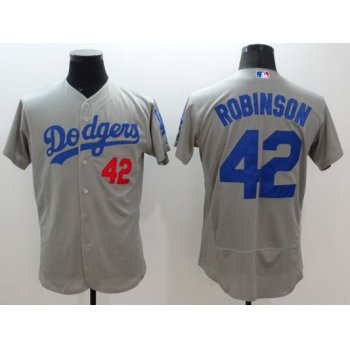 Men's Los Angeles Dodgers #42 Jackie Robinson Alternate Gray Flexbase 2016 MLB Player Jersey