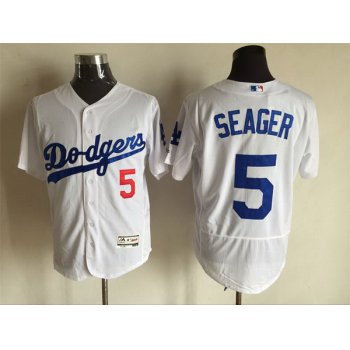 Men's Los Angeles Dodgers #5 Corey Seager White 2016 Flexbase Majestic Baseball Jersey