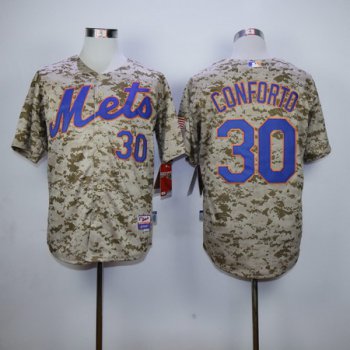 Men's New York Mets #30 Michael Conforto Camo Cool Base Baseball Jersey