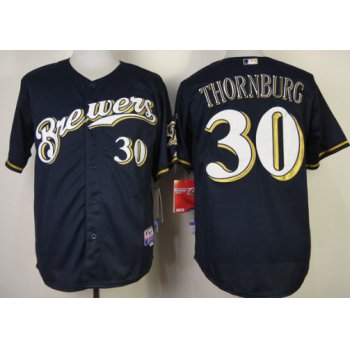 Milwaukee Brewers #30 Tyler Thornburg Navy Blue Jersey