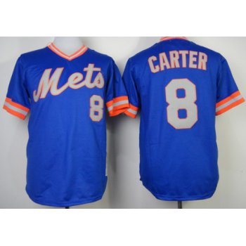 New York Mets #8 Gary Carter 1983 Blue Throwback Jersey