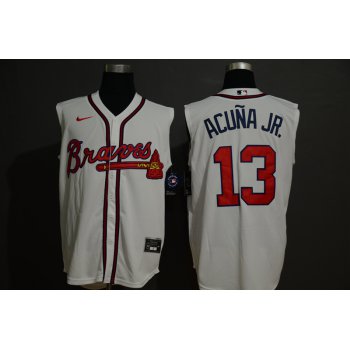 Men's Atlanta Braves #13 Ronald Acuna Jr. Cream 2020 Cool and Refreshing Sleeveless Fan Stitched MLB Nike Jersey