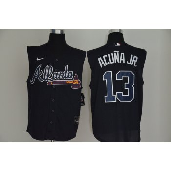 Men's Atlanta Braves #13 Ronald Acuna Jr. Navy Blue 2020 Cool and Refreshing Sleeveless Fan Stitched MLB Nike Jersey