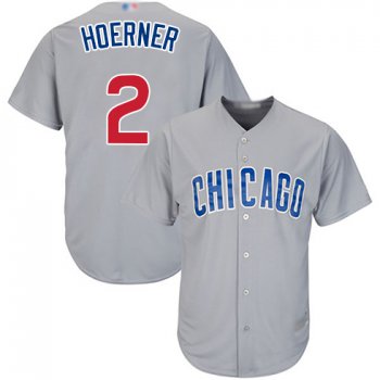 Men's Chicago Cubs #2 Nico Hoerner Grey Road Baseball Cool Base Jersey