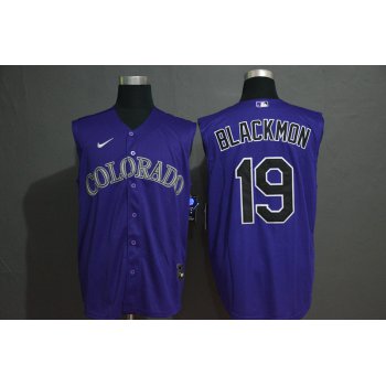 Men's Colorado Rockies #19 Charlie Blackmon Purple 2020 Cool and Refreshing Sleeveless Fan Stitched MLB Nike Jersey