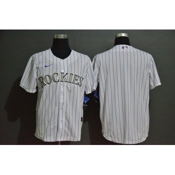 Men's Colorado Rockies Blank White Stitched MLB Cool Base Nike Jersey