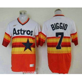 Men's Houston Astros #7 Craig Biggio Orange Rainbow Cooperstown Stitched MLB Cool Base Nike Jersey